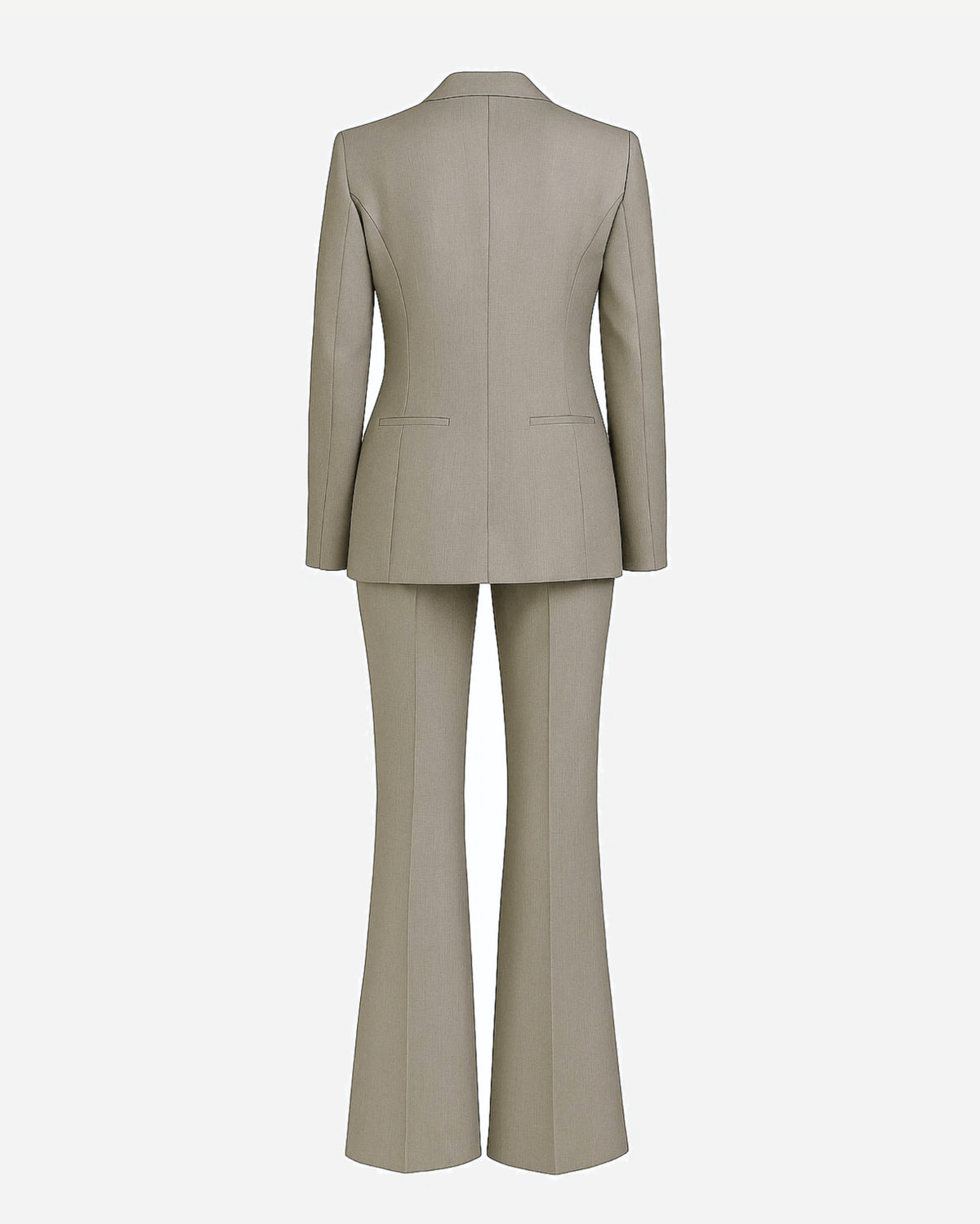 Tailory stone double-breasted flare suit set back view