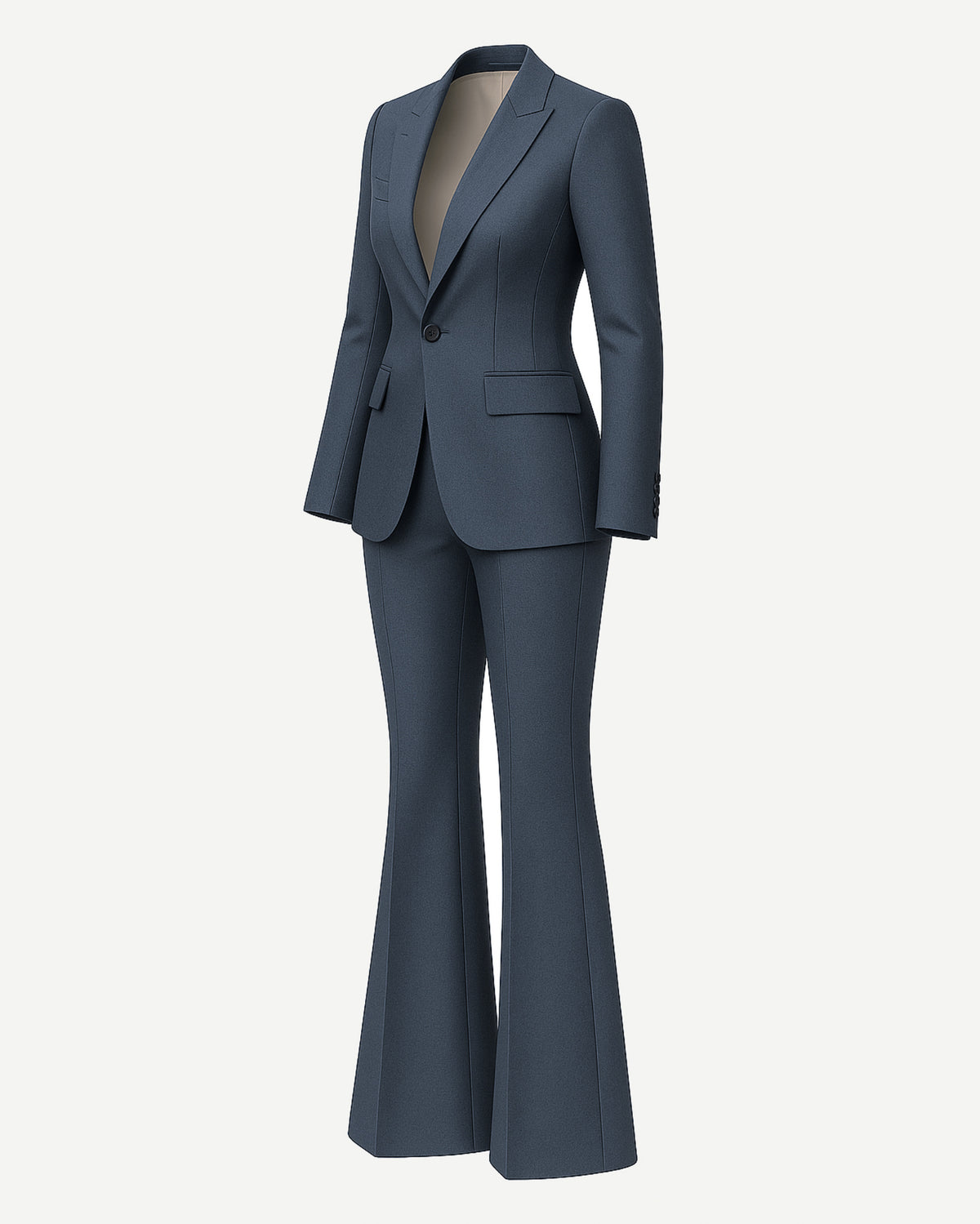 Tailory charcoal gray silk peak lapel blazer suit set side view