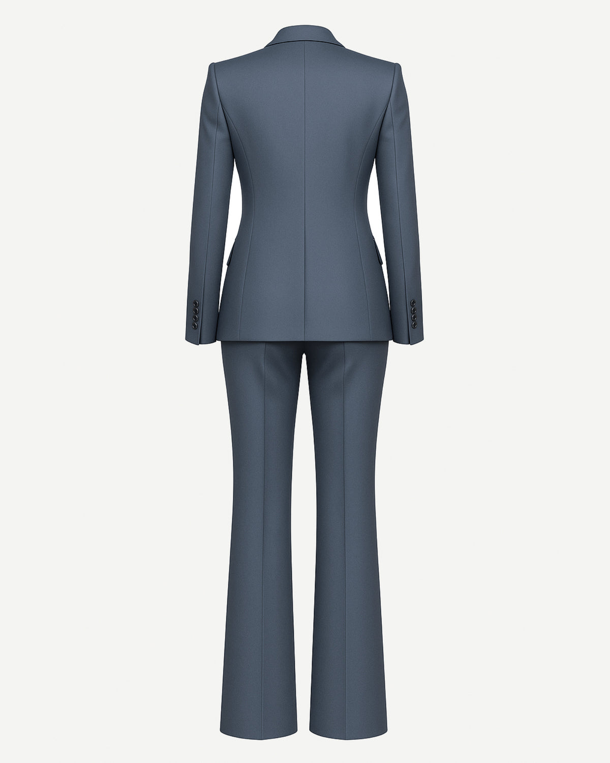 Tailory charcoal gray silk blazer suit set back view