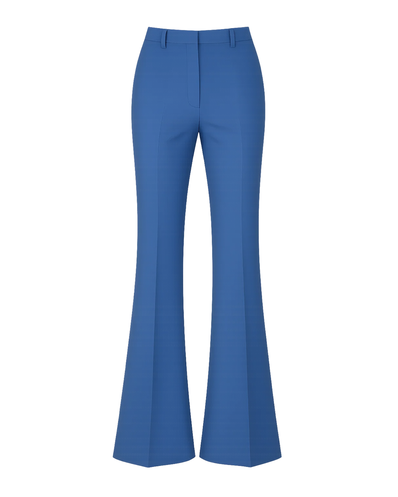 Women's Blue Loro Piana Flare Pants Superfine Merino Wool featuring a high-rise waist, tailored fit through the hips, and elegant flare leg crafted from luxurious superfine merino wool fabric.