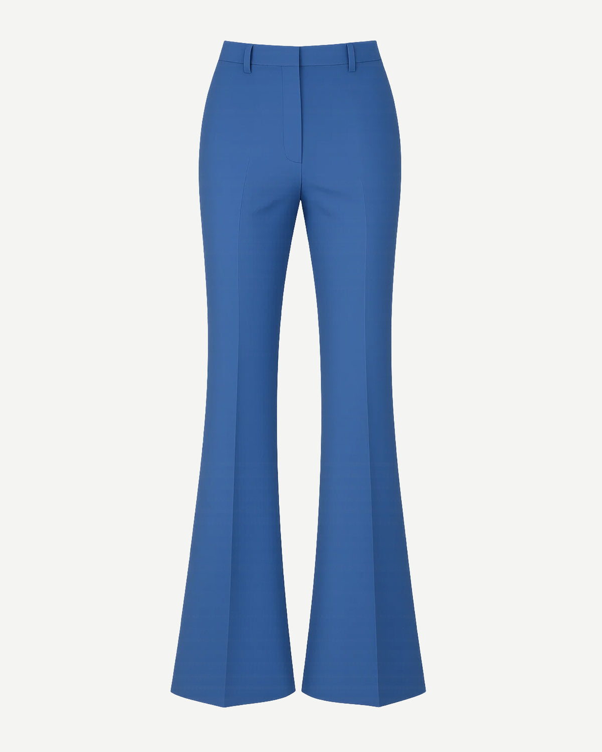 Women's Blue Loro Piana Flare Pants Superfine Merino Wool featuring a high-rise waist, tailored fit through the hips, and elegant flare leg crafted from luxurious superfine merino wool fabric.
