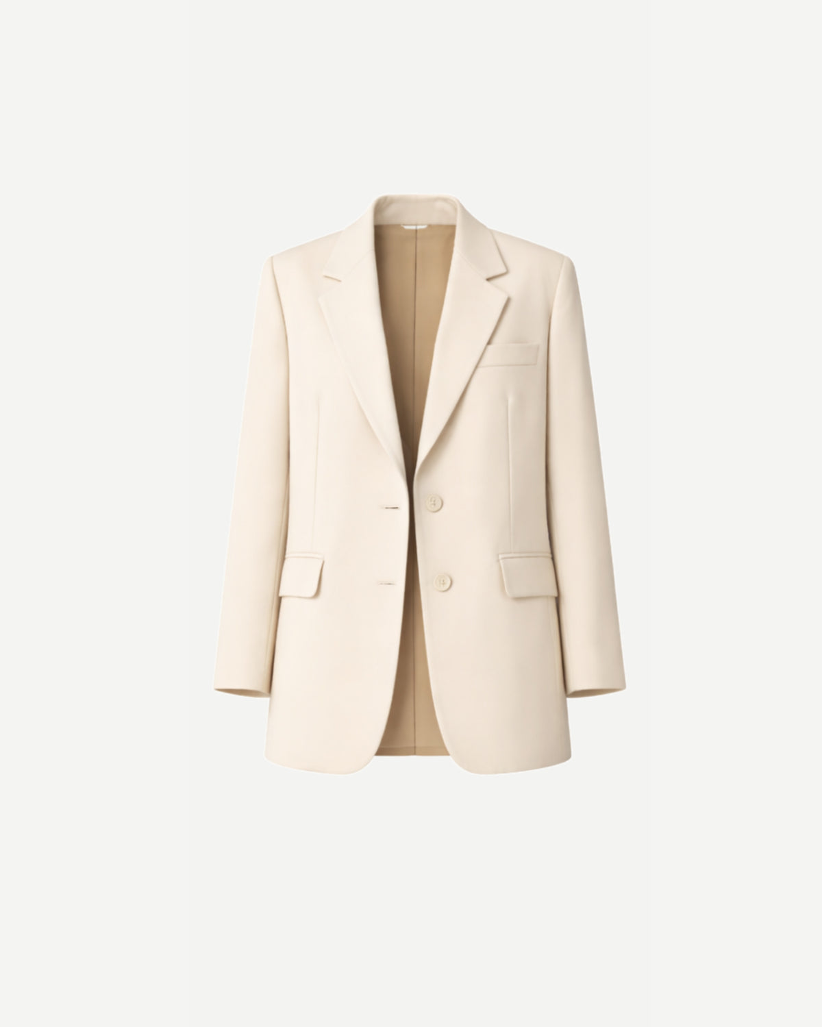 Women's Wearhouse | Women's Oversized Cream Suit Jacket in a soft cream tone, featuring a relaxed fit with notch lapels, two-button closure, and flap pockets for sophisticated tailoring.