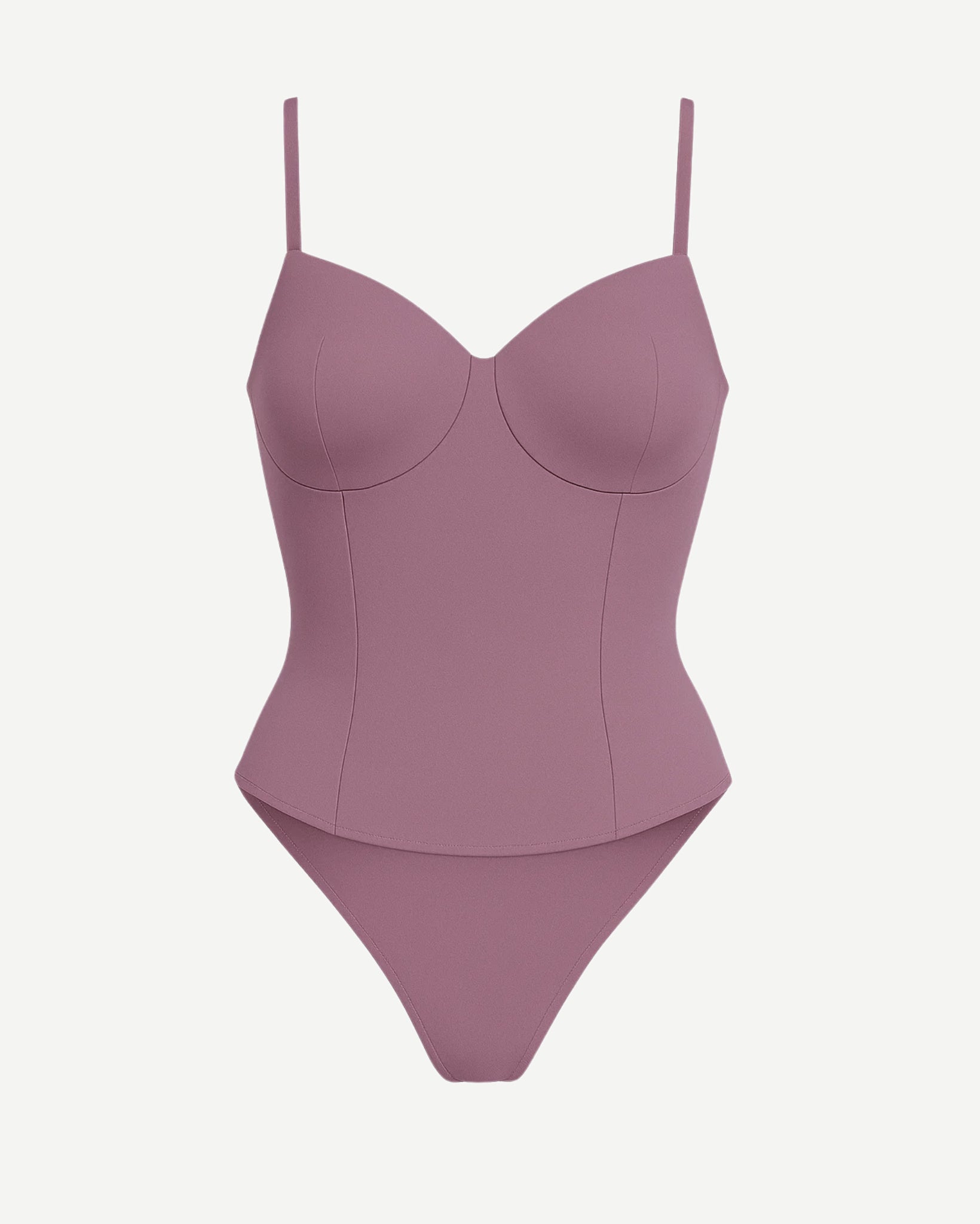 Women's Pink Loro Piana Corset Bodysuit Superfine Merino Wool featuring a fitted silhouette, structured cups, slim contour seams, and delicate adjustable straps in a soft pink wool fabric.