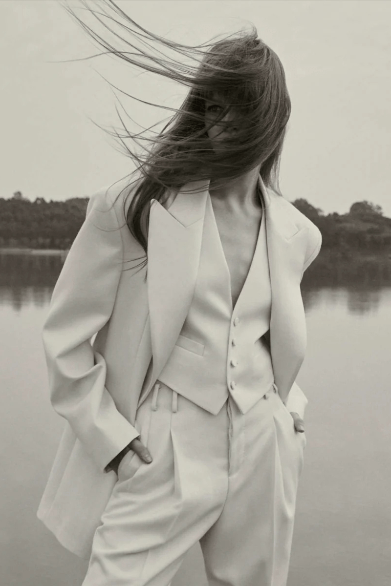 Model wearing pieces from The Tailory New York