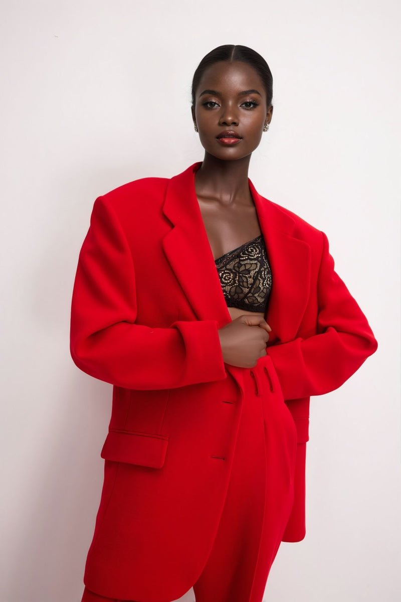 Custom tailored red suit for formal occasions