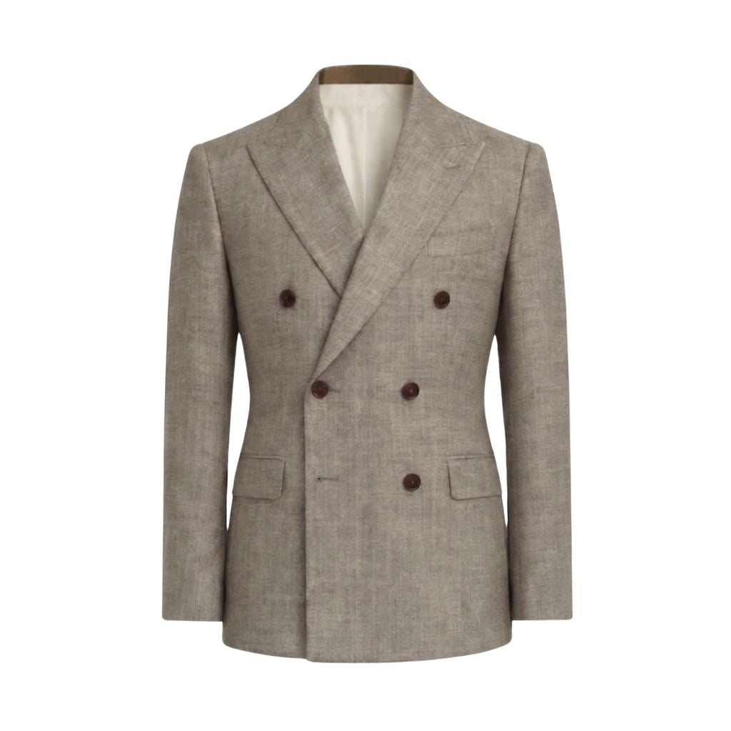 Loro Piana Beige Double-Breasted Wool Blazer