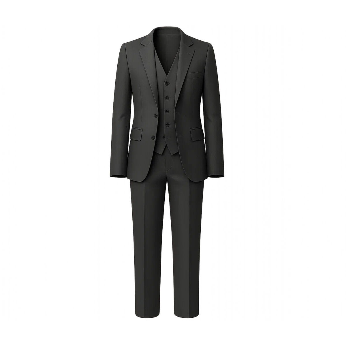 Men's Charcoal Gray Three Piece Suit Set