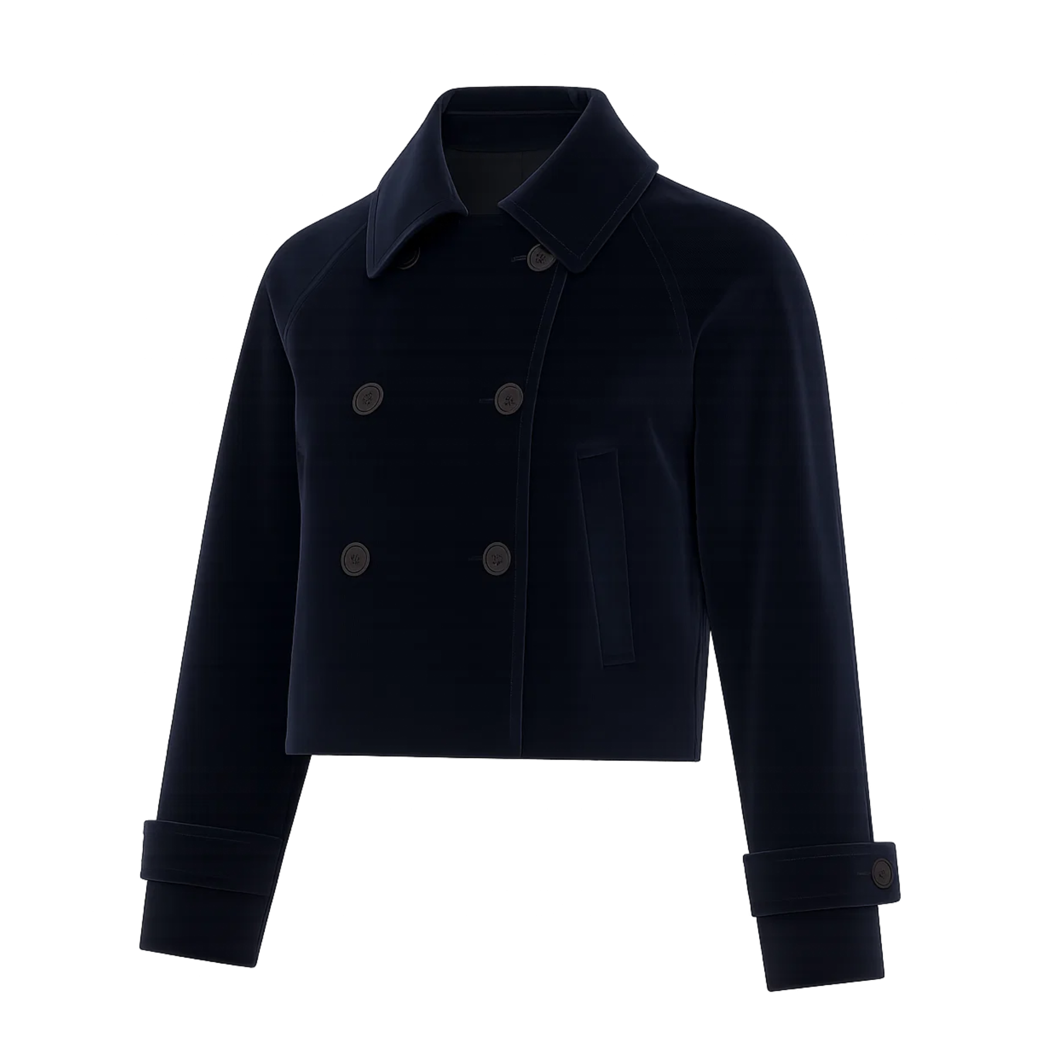 Midnight Blue Loro Piana Cotton Velvet Cropped Trench Coat