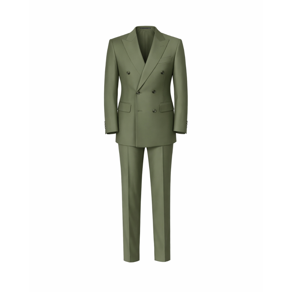 Dark Green Double-Breasted Tailored 2-Piece Wedding Suit