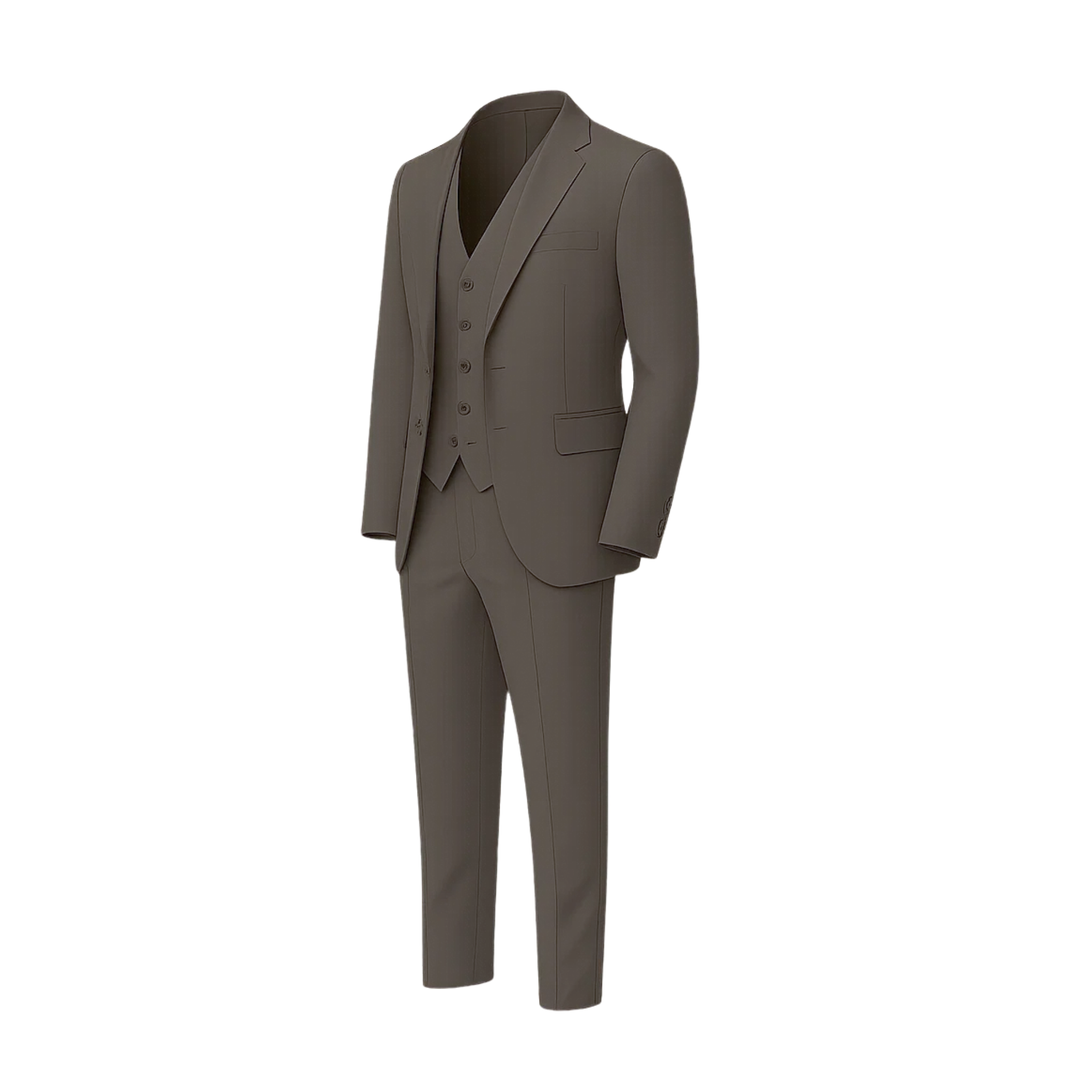 Men's Taupe Brown Three Piece Suit Set