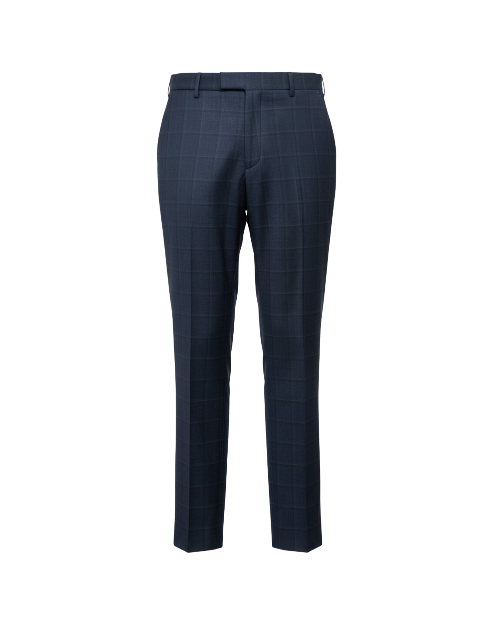 Navy Tonal Plaid Cropped Suit Trousers featuring a refined plaid pattern in deep navy tones, tailored with a slim cropped silhouette for modern, elegant formalwear.