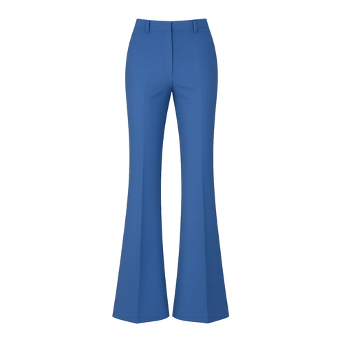 Women's Blue Loro Piana Flare Pants Superfine Merino Wool