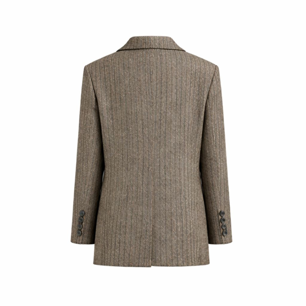 Loro Piana Brown Stripe Wool Silk Linen Blazer