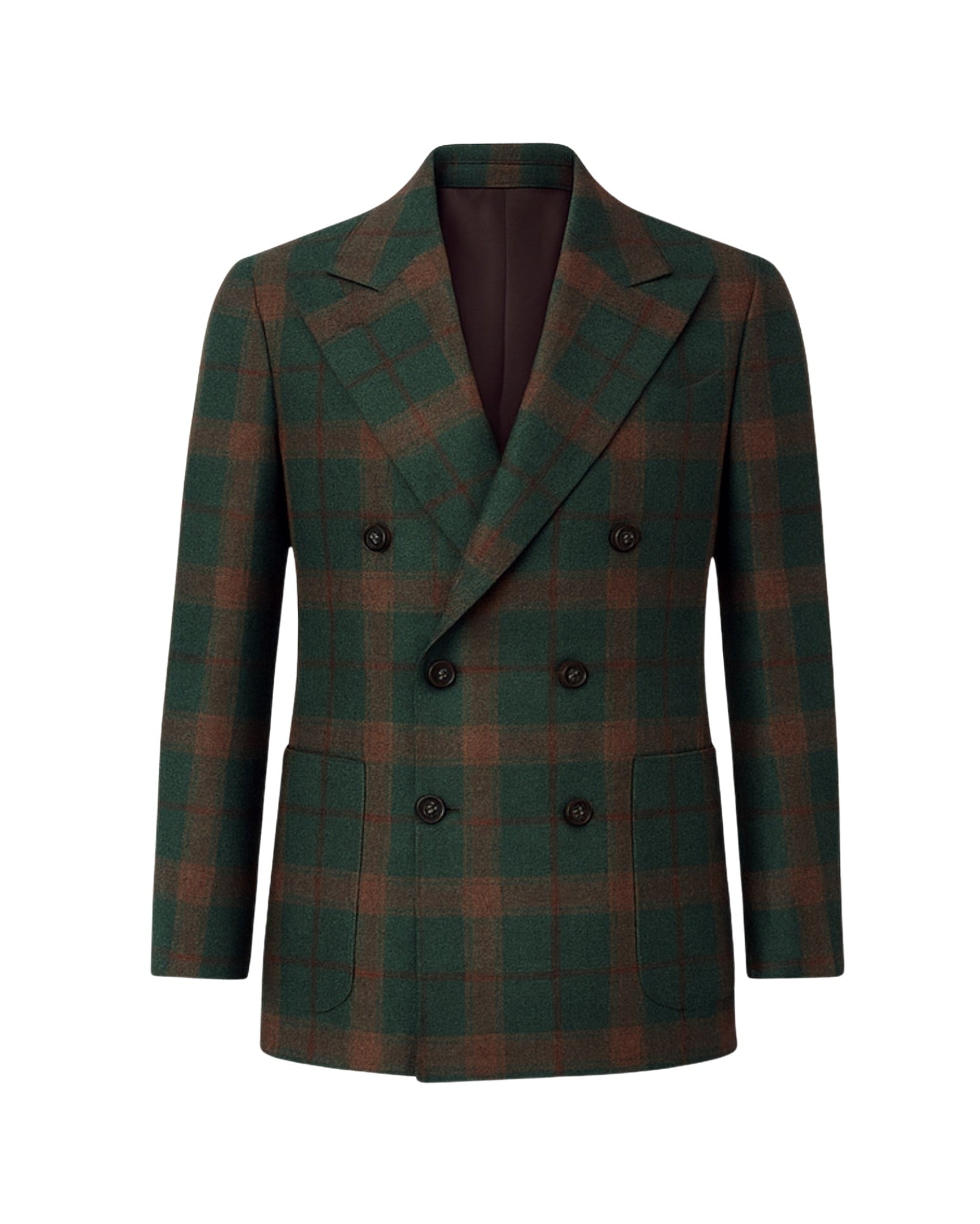 Foglie Sport Coat  Forest Green  Double-Breasted Plaid