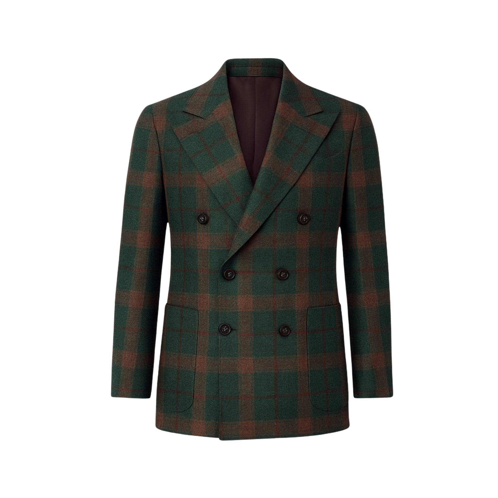Foglie Sport Coat  Forest Green  Double-Breasted Plaid