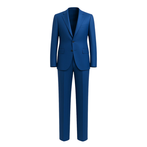Men's Loro Piana Navy Slim Suit featuring a sleek, tailored blazer with notch lapels, single-button closure, flap pockets, and matching slim-fit trousers in rich navy fabric.