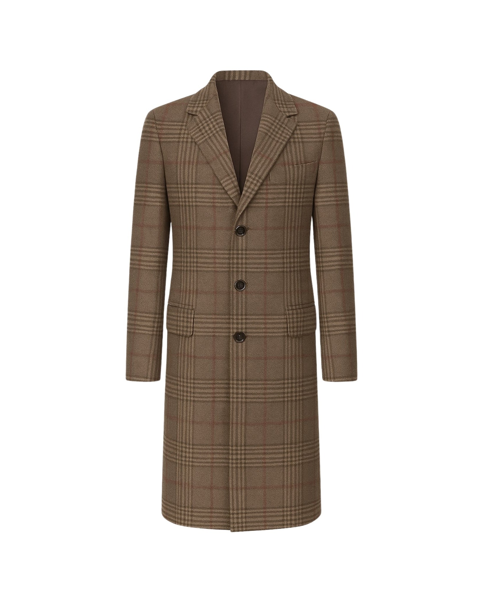 Terra Walking Coat  Glen Plaid Wool  Tailored Canvas Structure