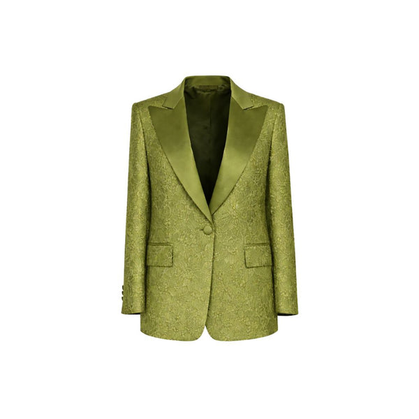 Green Floral Graphic Tuxedo Jacket