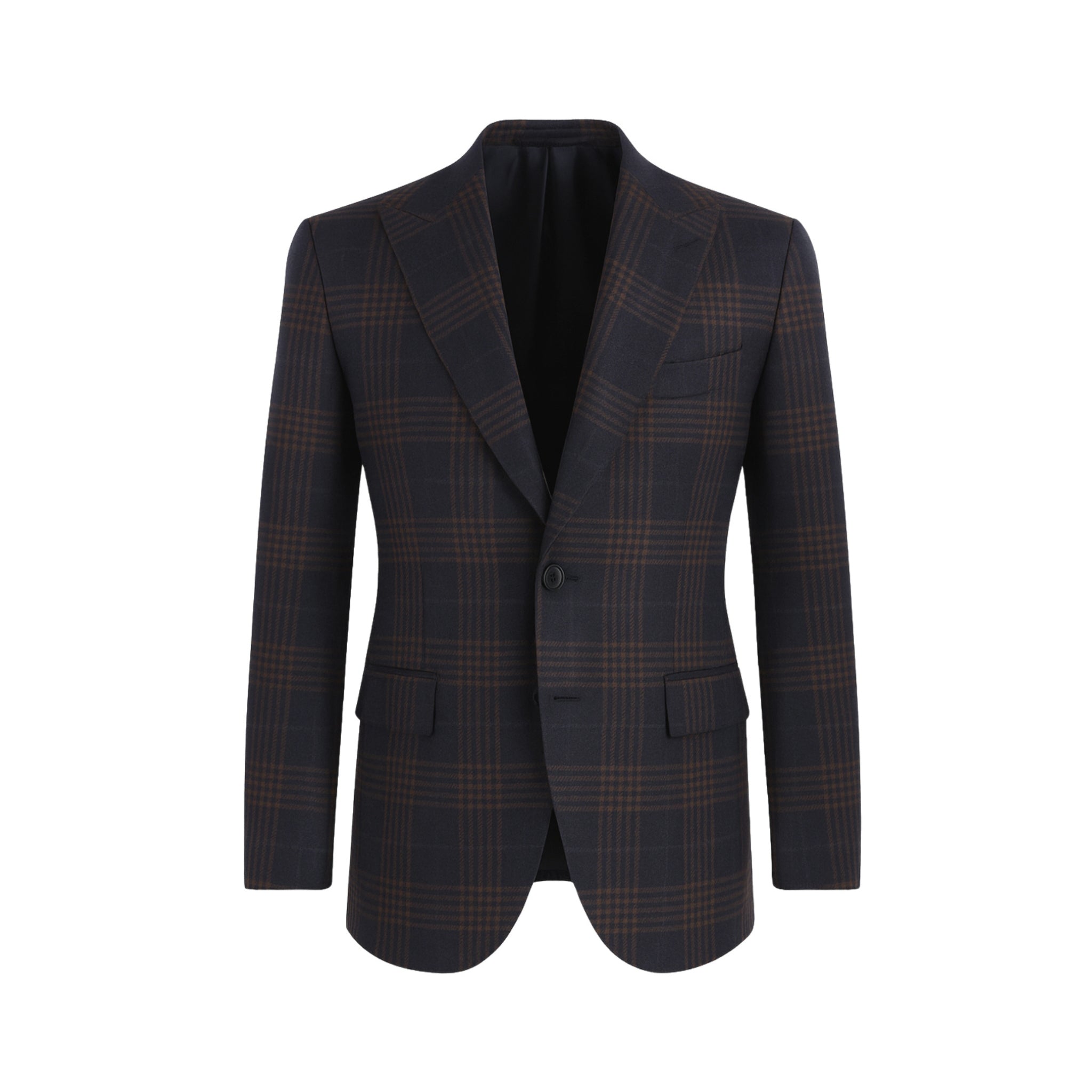 The Bosco Navy Brown Blazer | Peak Lapel Half-Canvas | Modern Fit