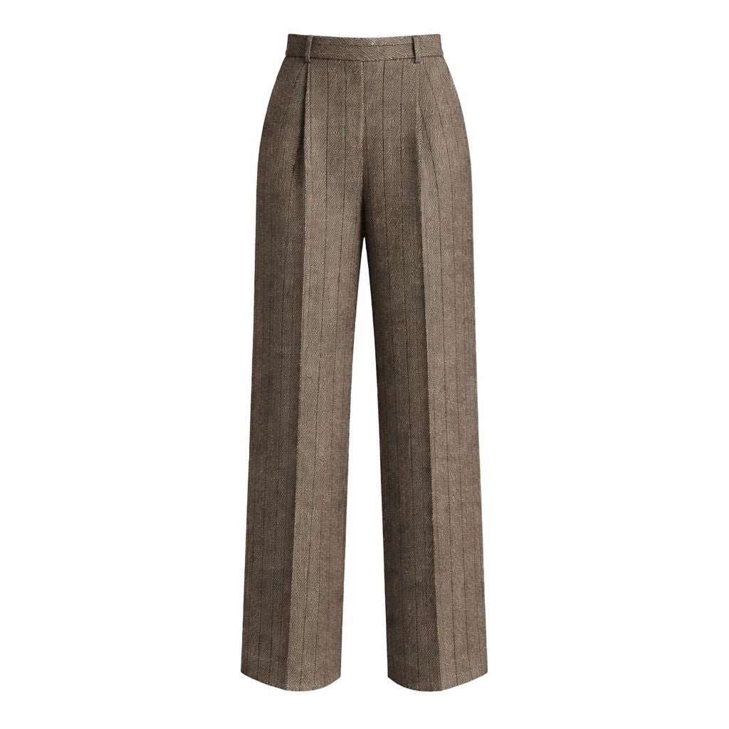 Loro Piana Brown Stripe Wool Silk Linen Trousers