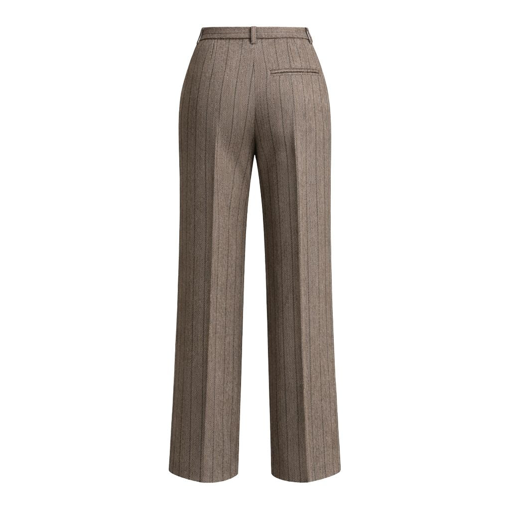 Loro Piana Brown Stripe Wool Silk Linen Trousers