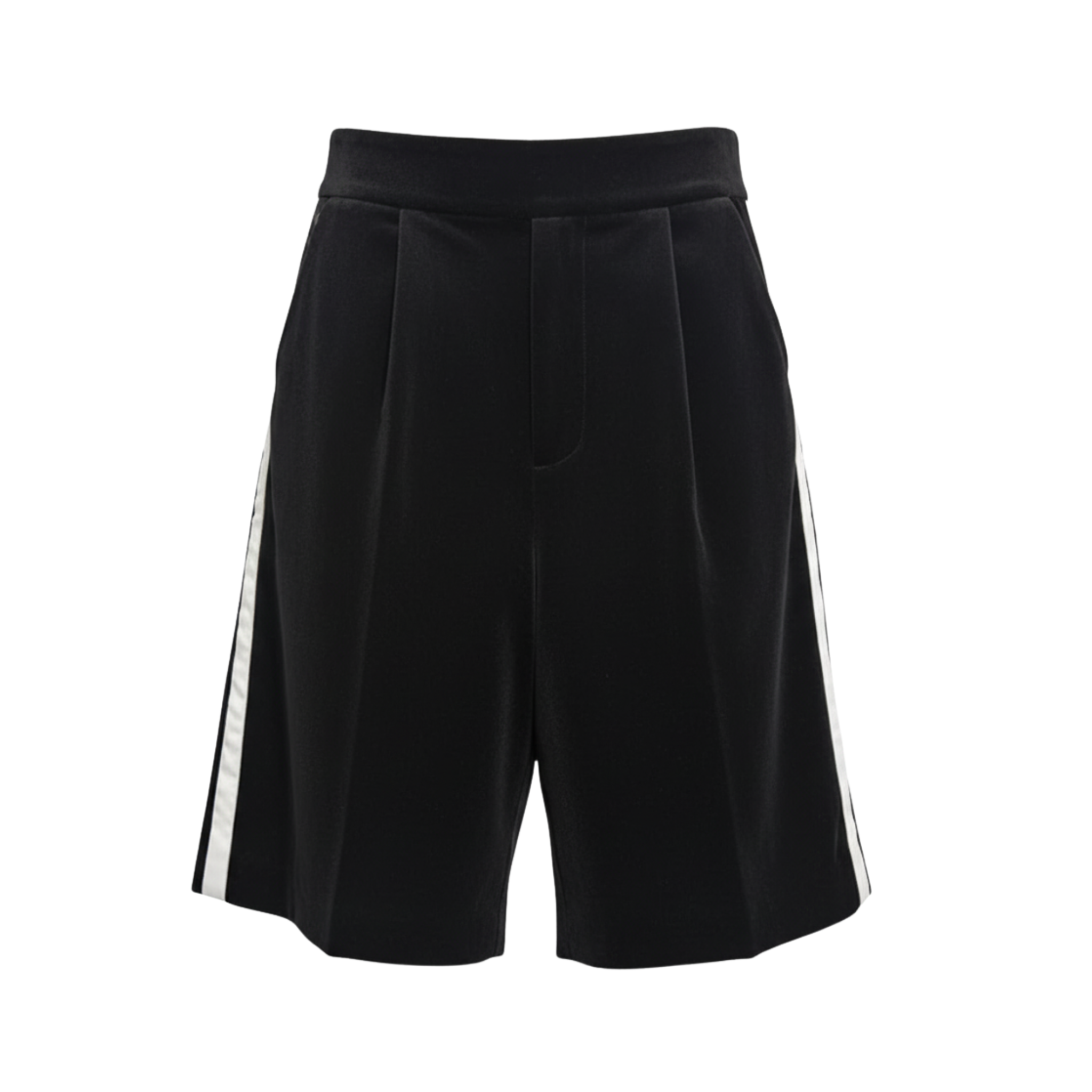 Black Velvet Shorts with White Satin Side Stripe