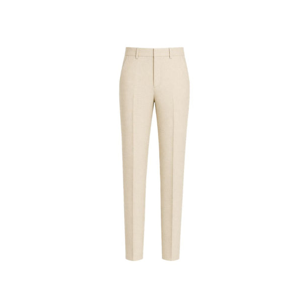 Cream Wool and Linen Blend Summer Wedding Trousers