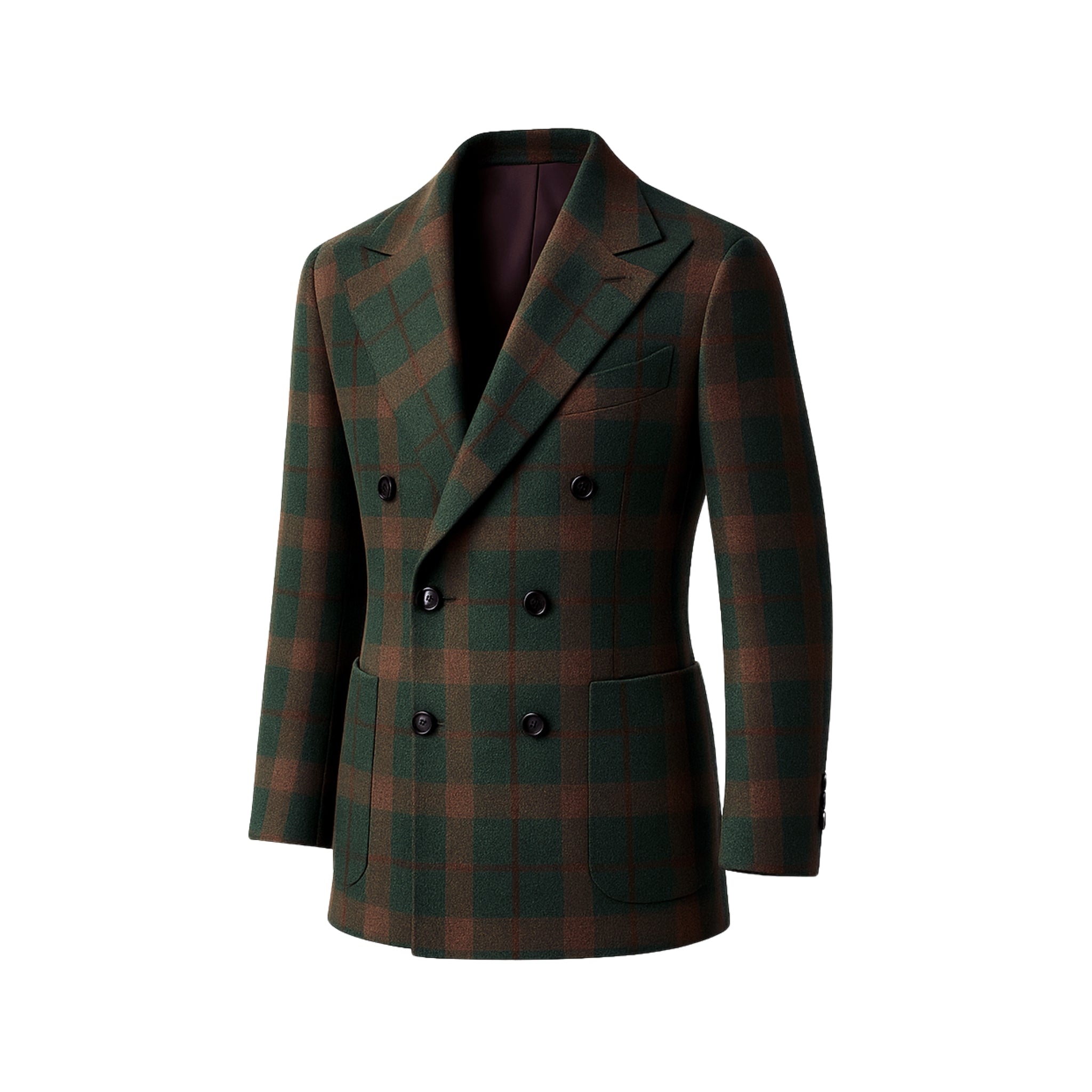 Foglie Sport Coat  Forest Green  Double-Breasted Plaid