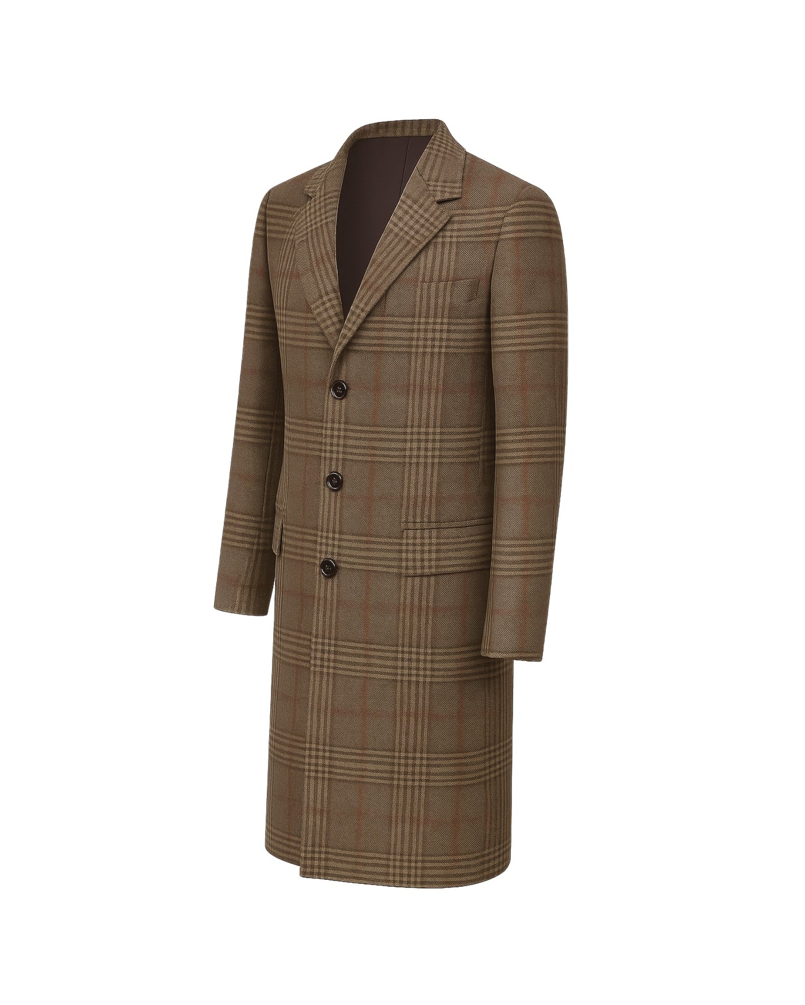 Terra Walking Coat  Glen Plaid Wool  Tailored Canvas Structure