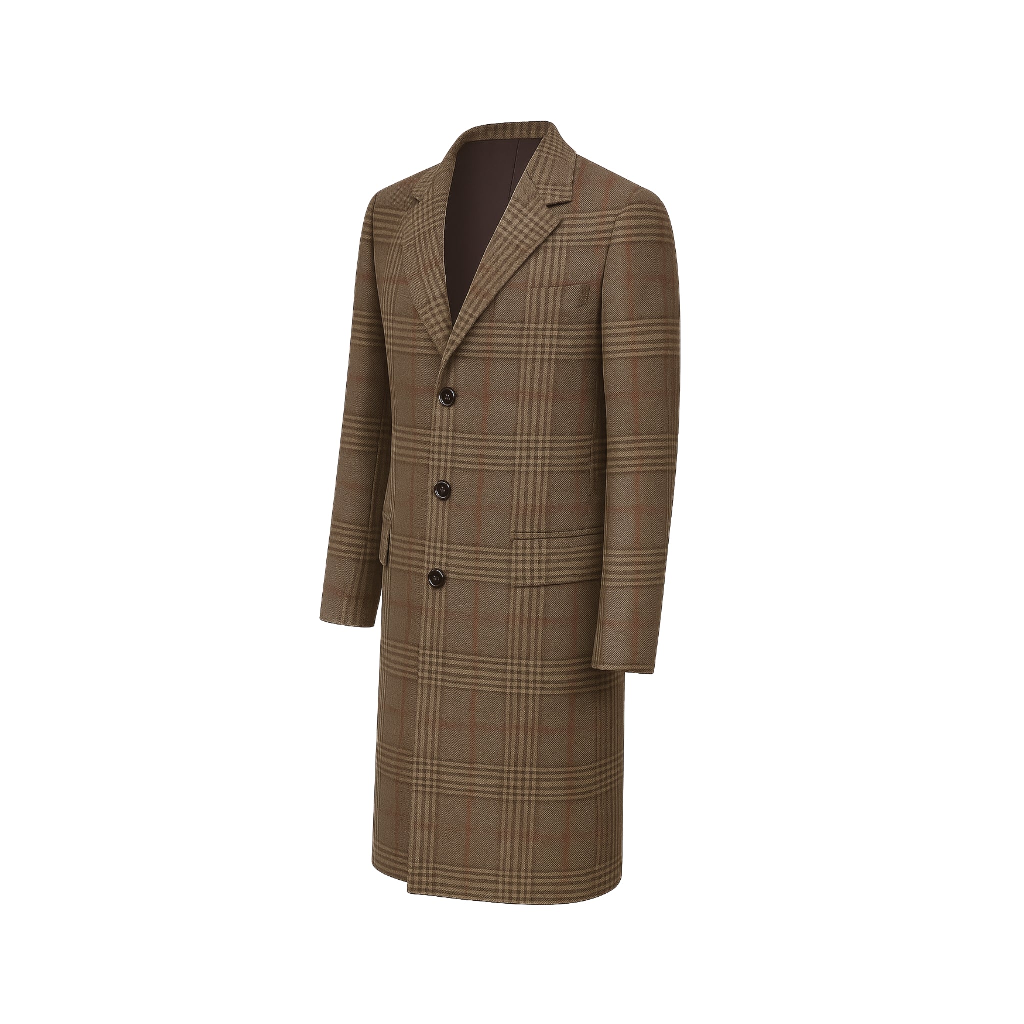 Terra Walking Coat  Glen Plaid Wool  Tailored Canvas Structure
