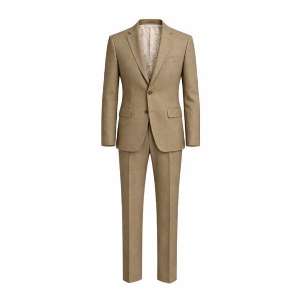 Beige Wool Summer Wedding Suit