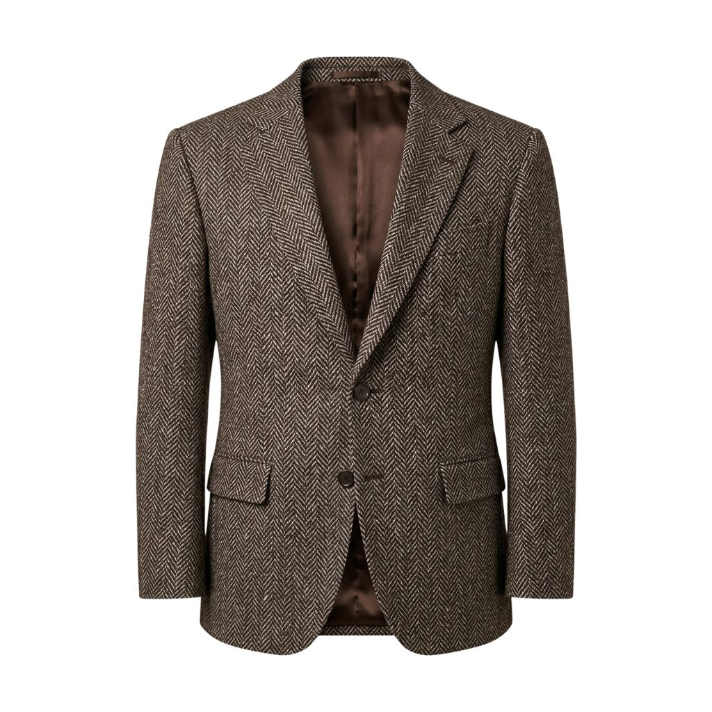 Loro Piana Brown Herringbone Wool Sportcoat