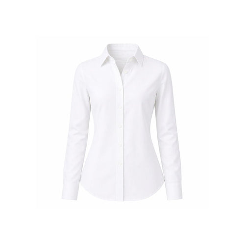 White Bamboo Summer Wedding Shirt in a crisp tailored silhouette with long sleeves and button front, crafted from breathable bamboo fabric ideal for elegant summer suiting.