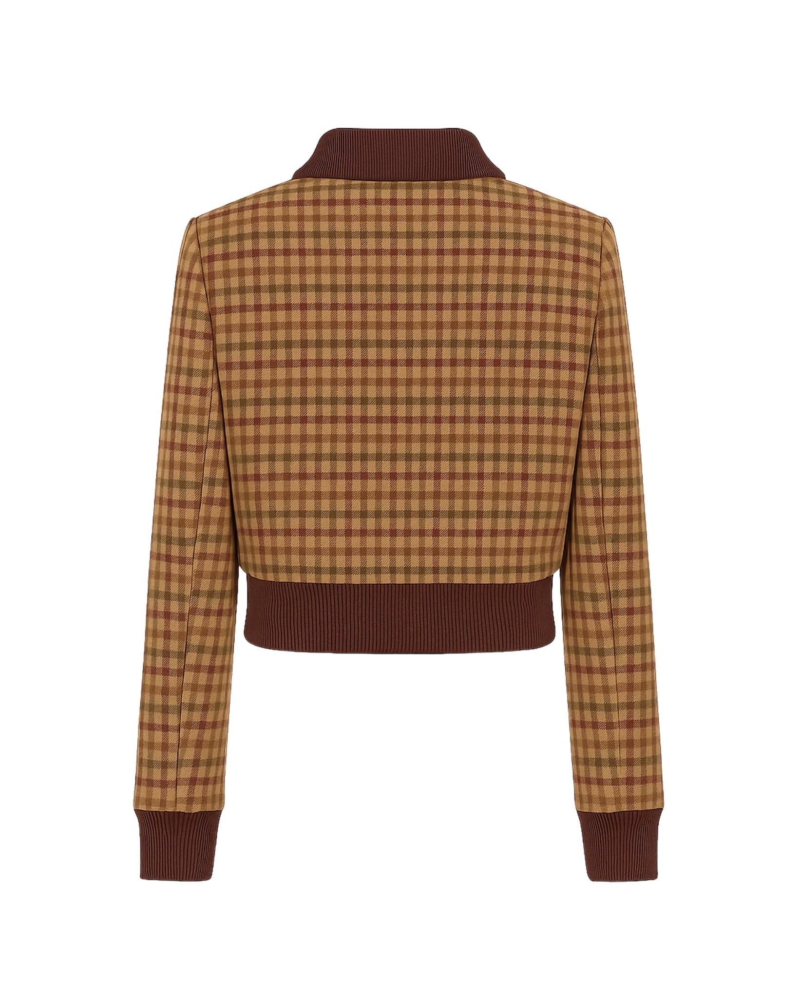 Alba Bomber Jacket  Camel Tone  Plaid Hybrid Blazer
