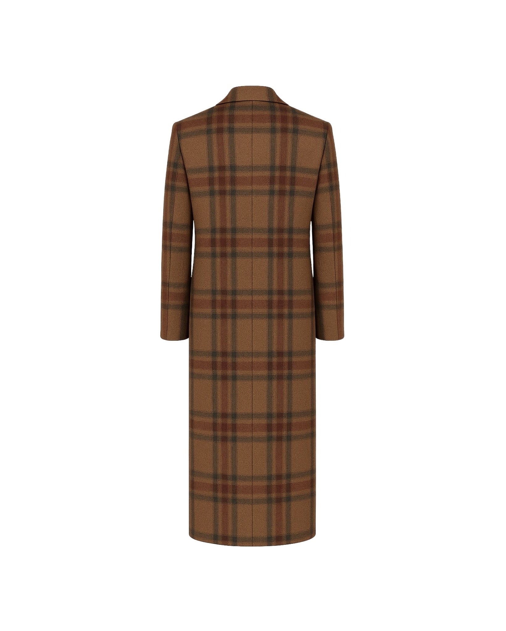 Vendemmia Camel Plaid Greatcoat — Military Style, Double-Breasted, Full Canvas