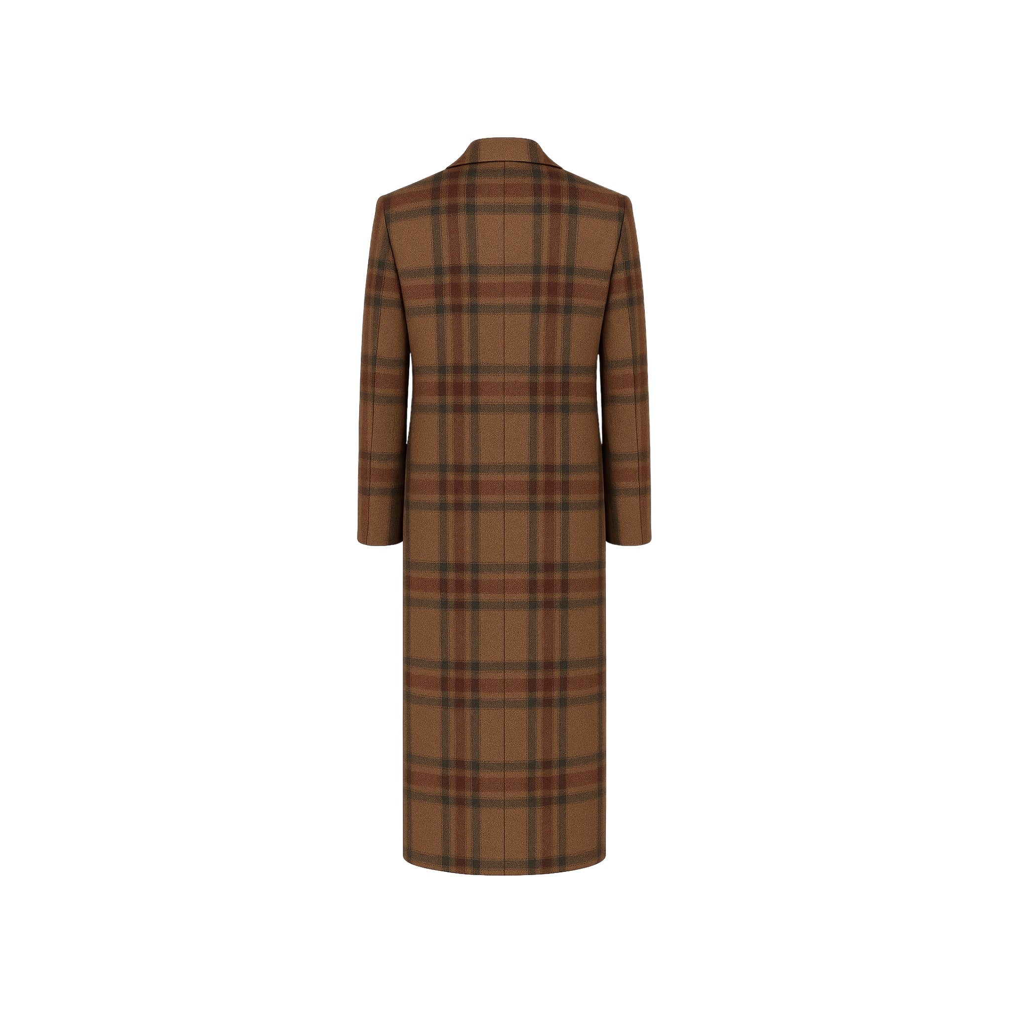 Vendemmia Camel Plaid Greatcoat — Military Style, Double-Breasted, Full Canvas