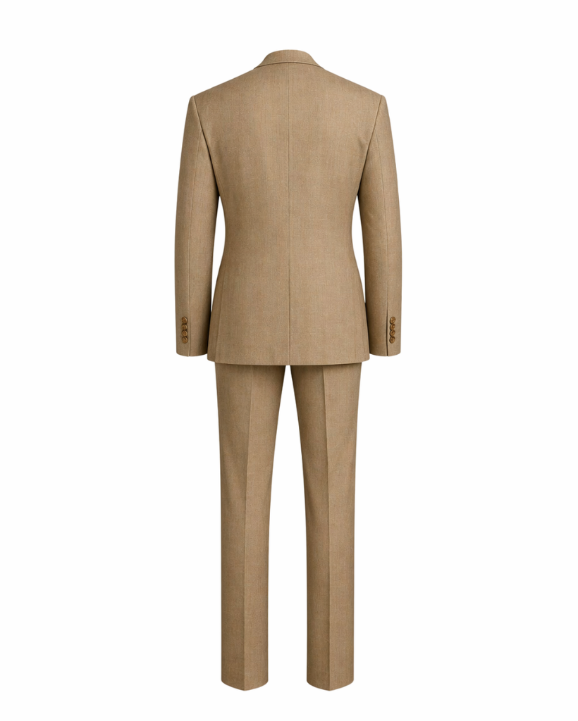 Beige Wool Summer Wedding Suit