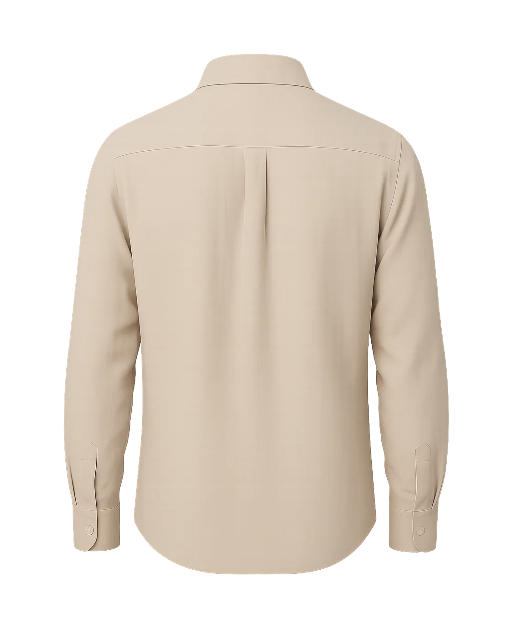 Men's Beige Unconstructed Casual Shirt shown from the back, highlighting a relaxed fit with long sleeves, buttoned cuffs, and soft fabric designed for comfortable everyday wear.