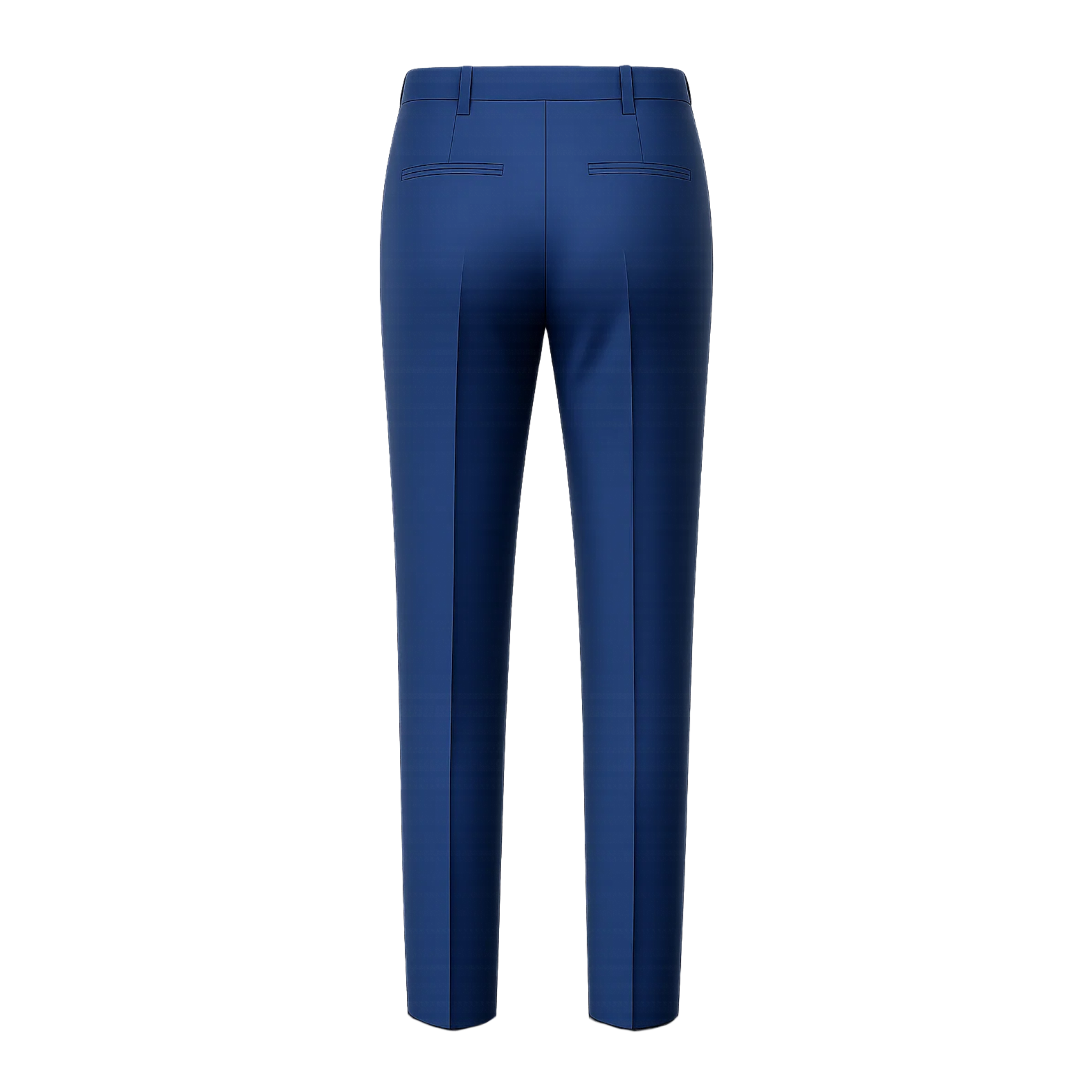 Men's Loro Piana Navy Dress Pants shown from the back, featuring a tailored fit with welt pockets, belt loops, and crafted from premium navy fabric for sophisticated formalwear.