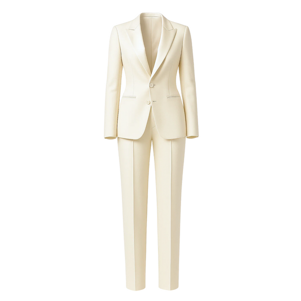 The Tailory New York Women's Cream Fitted Satin Wedding Suit, 44