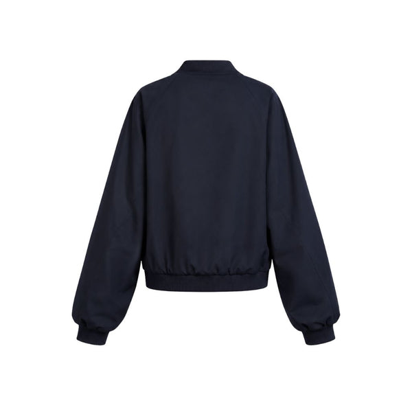 Navy Loro Piana Cropped Bomber Jacket
