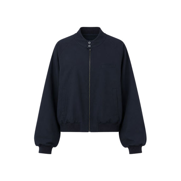 Navy Loro Piana Cropped Bomber Jacket, view 2