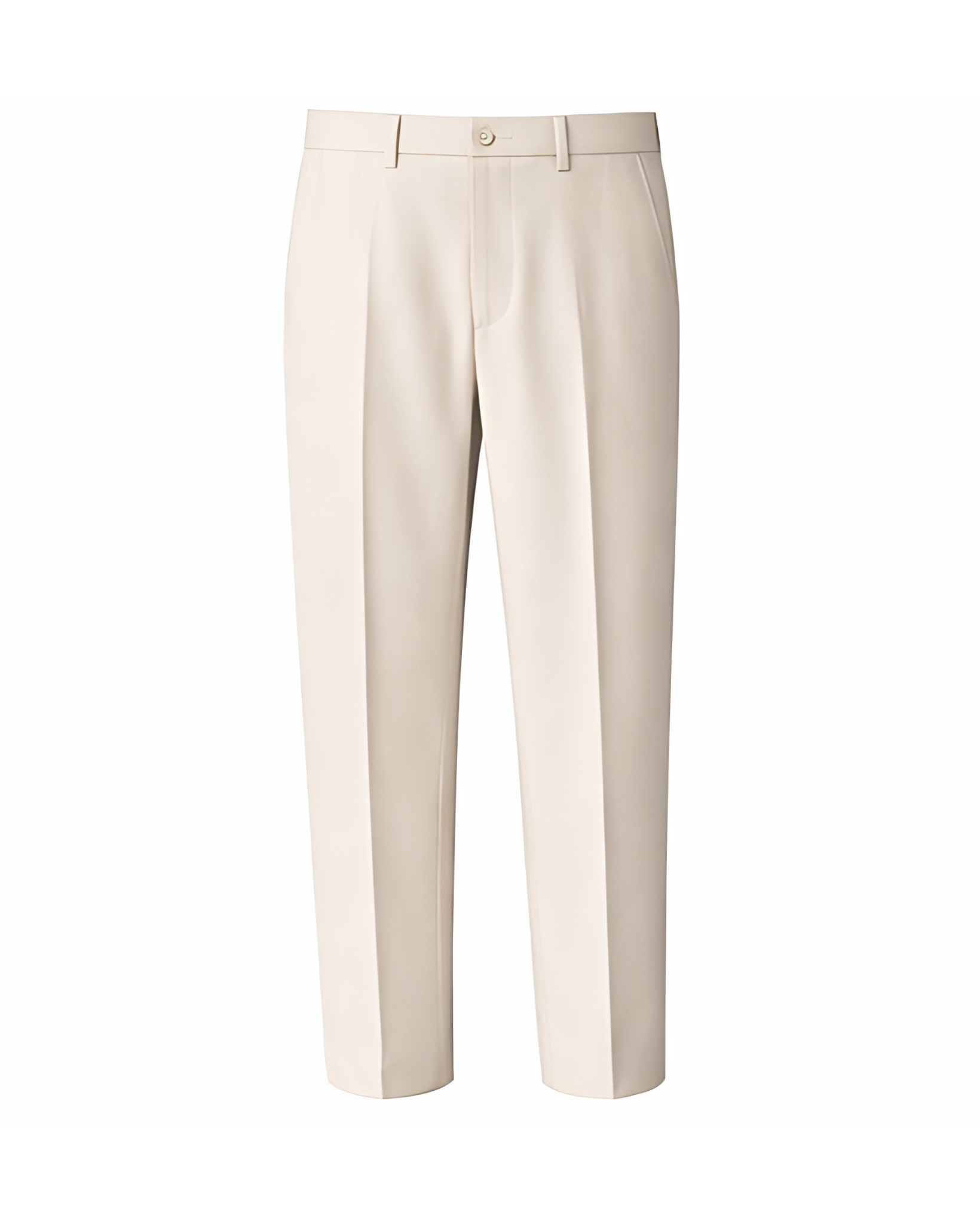 Women's Wearhouse | Oversized Cream Suit Pant in a soft cream fabric, featuring a relaxed fit with a mid-rise waist, belt loops, front pleats, and a tailored straight-leg silhouette for refined formalwear.