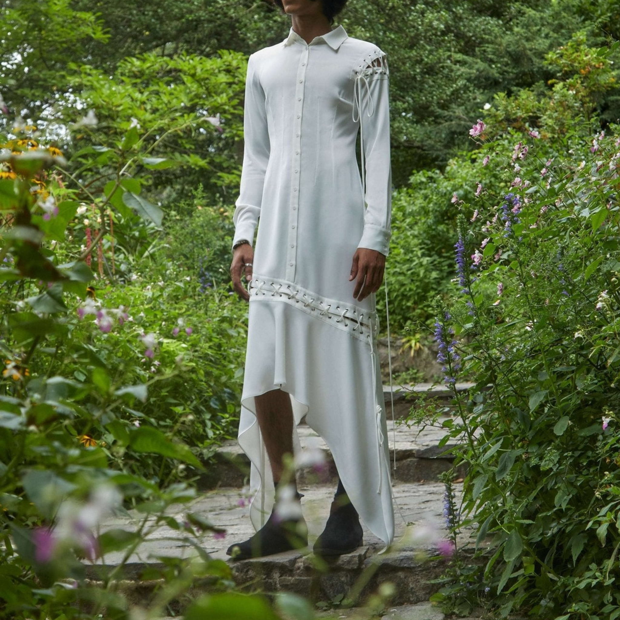 White Cut-Out Shirt-dress