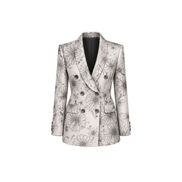 Brunello Cucinelli White Floral Graphic Jacket