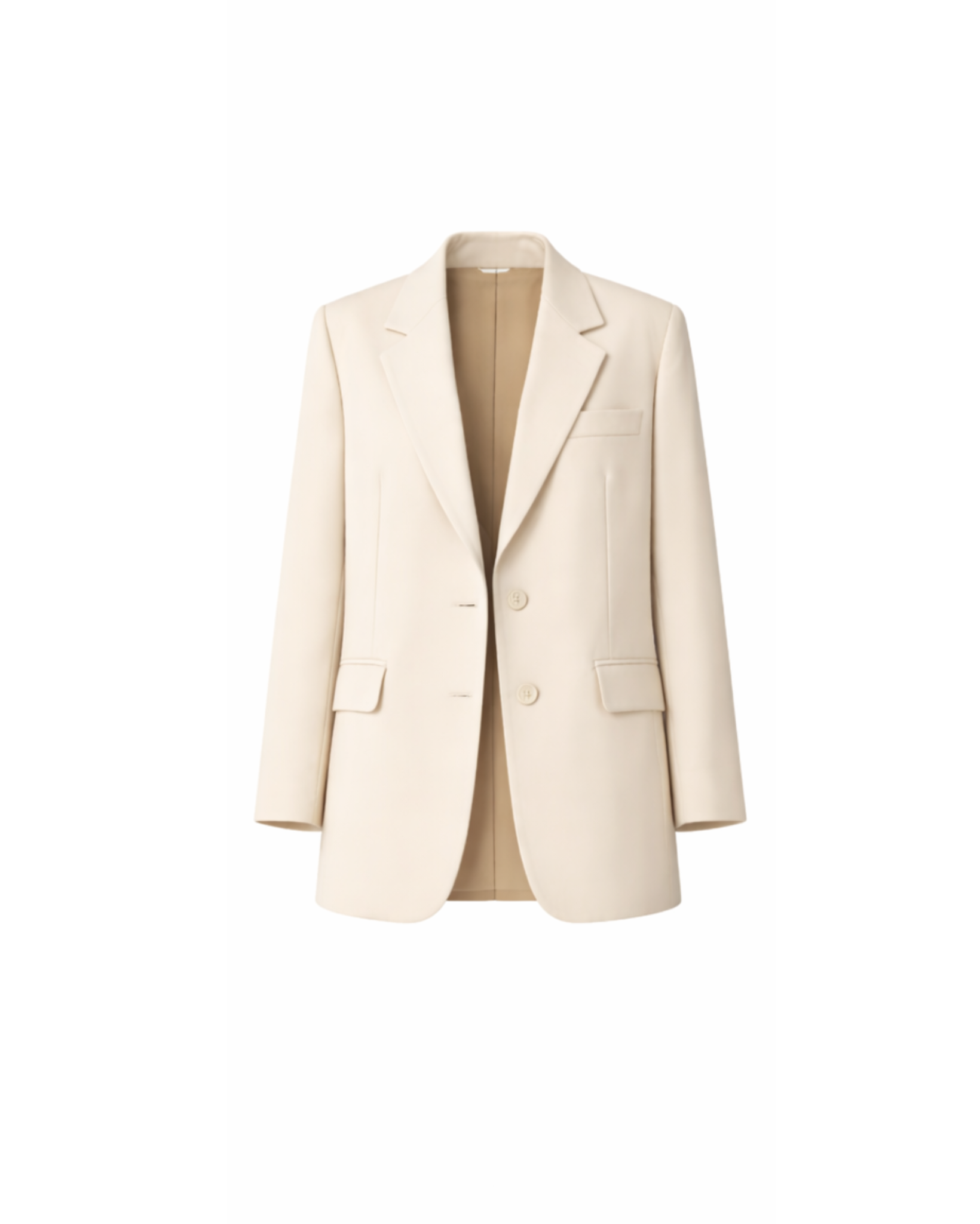 Women's Wearhouse | Women's Oversized Cream Suit Jacket in a soft cream tone, featuring a relaxed fit with notch lapels, two-button closure, and flap pockets for sophisticated tailoring.
