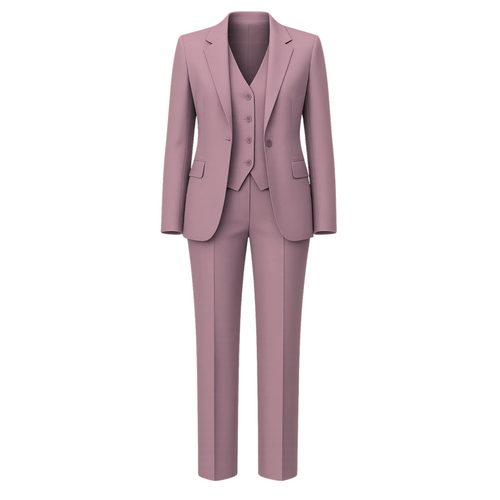 Women's Pink Loro Piana Three Piece Tapered Pants Suit