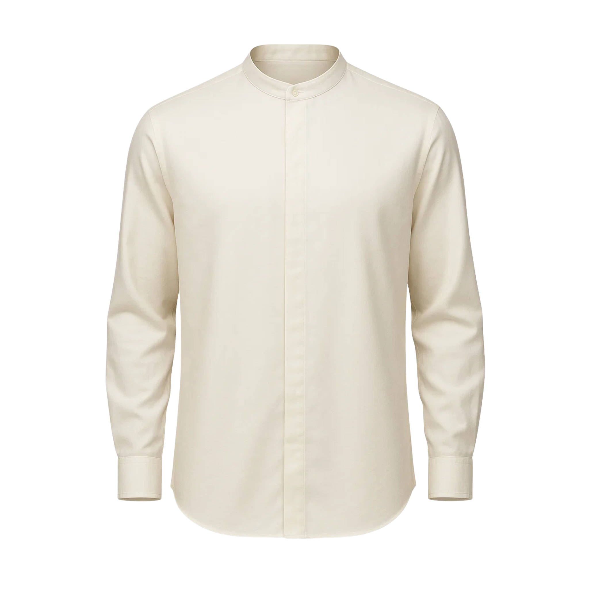 Men's Loro Piana Garden Party Cream Band Collar Shirt