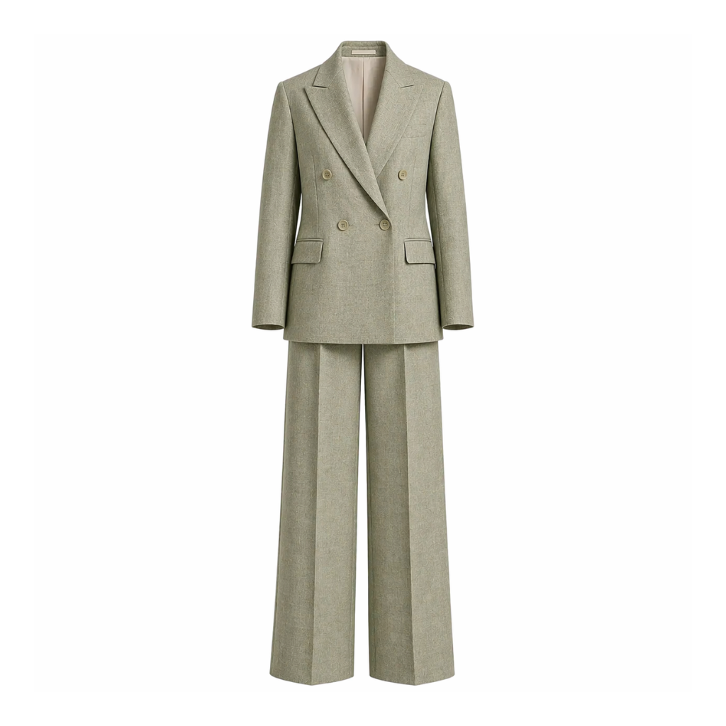 Sage Green Wool and Linen Blend Summer Wedding Two Piece Suit