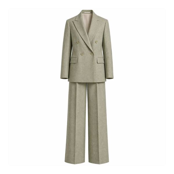 Sage Green Wool and Linen Blend Summer Wedding Two Piece Suit